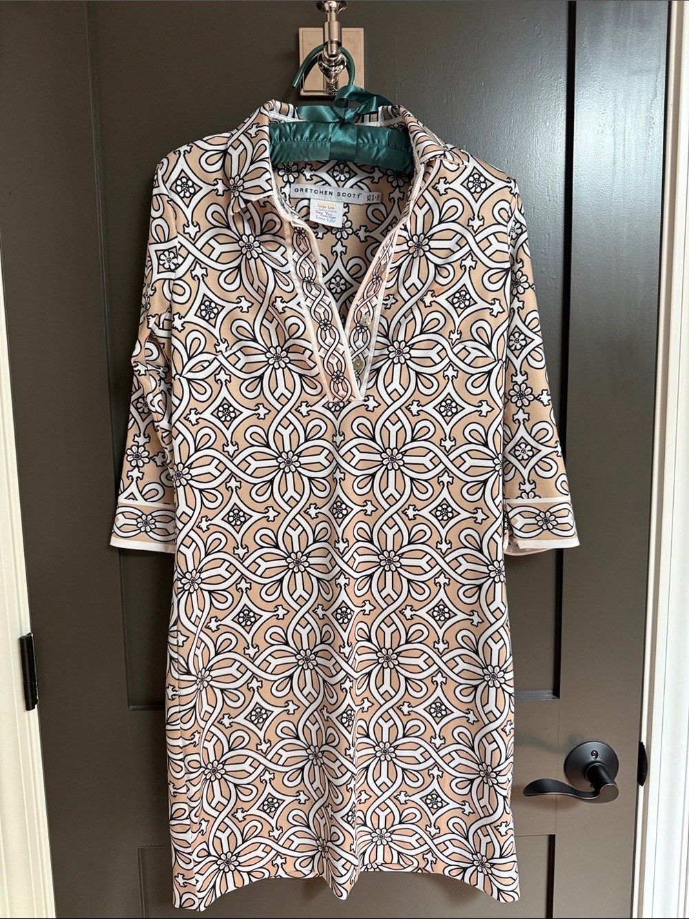 Gretchen Scott Designs Tsn, White & Black Geometric Floral Midi Dress